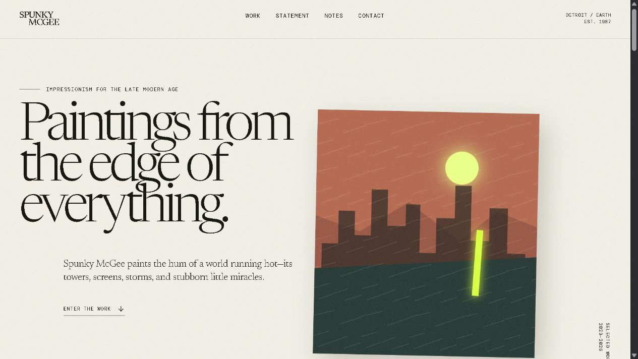 Spunky McGee artist portfolio homepage